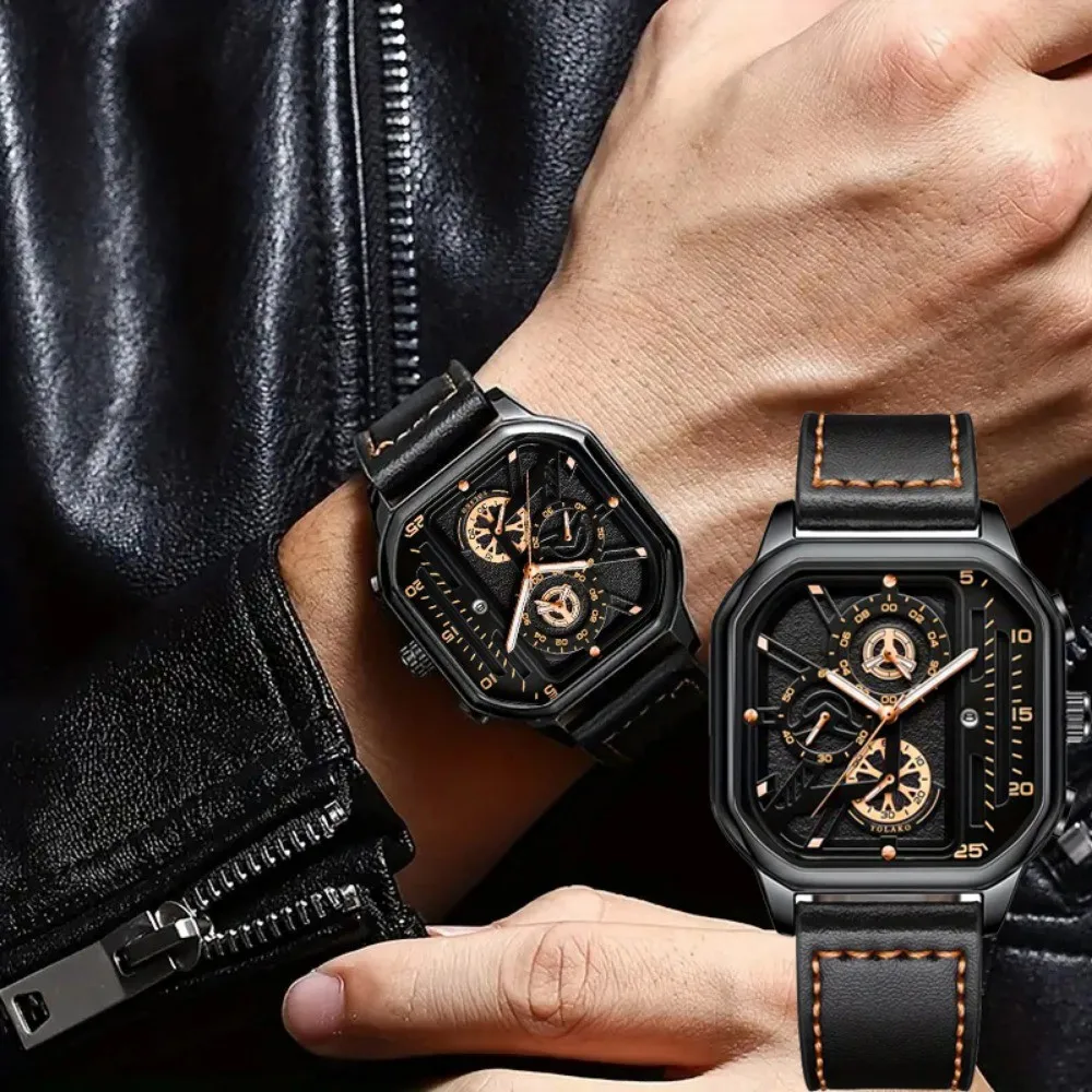 

Luxury Big Dial Men Square Watch Casual PU Leather Strap Men Sports Watches rolex watches men mens watches pagani design mens watch