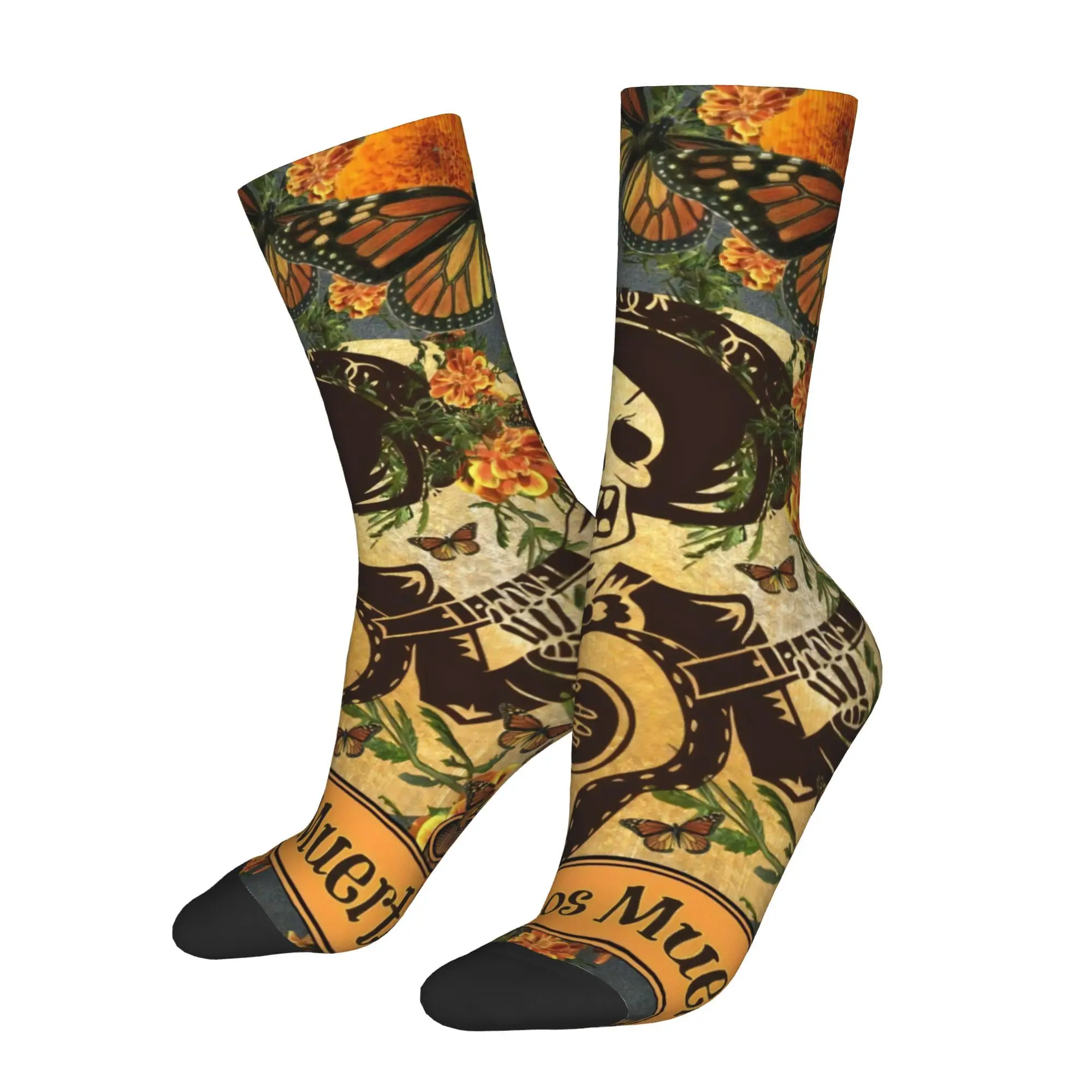 

Mexican Day of the Dead Skull Men Cycling Socks All Season Breathable Athletic Crew Socks for Spring Summer Fall Winter