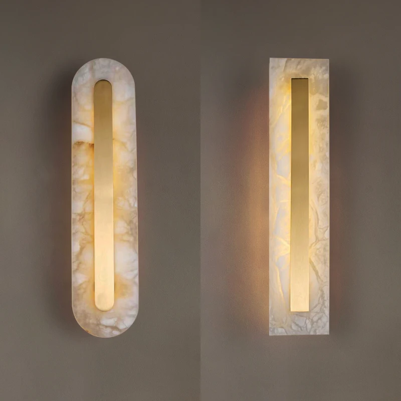 

Modern Interior LED Wall Lights Copper and Marble Round Square Wall Lamp