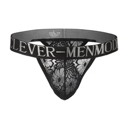 CLEVER-MENMODE  Men Thong Lace Underwear tanga hombre Panties Sexy Transparent Lingerie Penis Pouch Underpants T-back Wide Waist