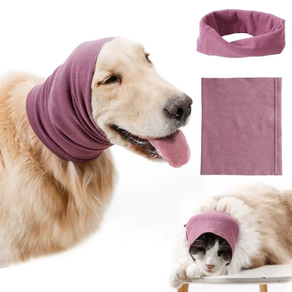 Drying Durable Noise-proof Neck Ear Warmer Puppy Collars Isolate Noise Head Sleeve Pet Grooming Turban Dog Earmuffs Ears Cover