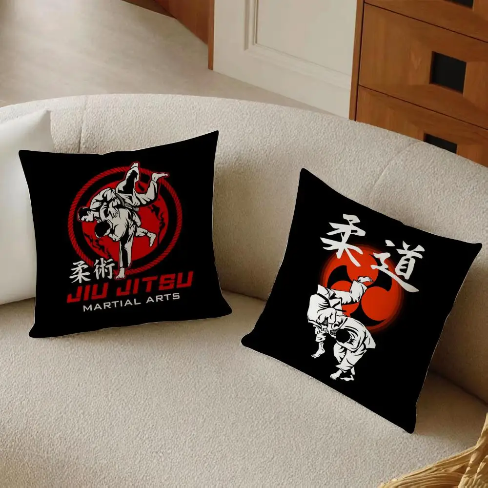 Sports Judo Martial Arts Cushion Cover Daily Washable Linen Pillowcase Soft  for Sofa Bed Home Room Decor