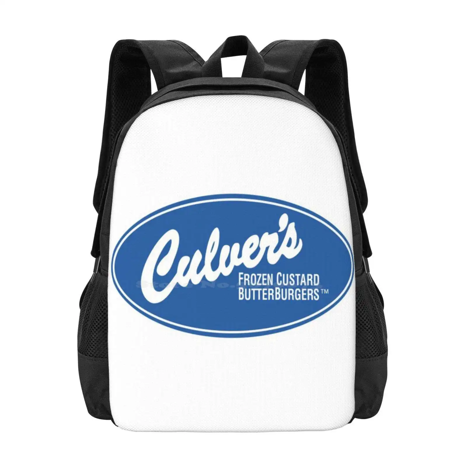 

Логотип Culver 3, модный узор, дизайн, дорожный школьный рюкзак для ноутбука, сумка Culvers Wisconsin Cheese Curds Burger Custard Americas