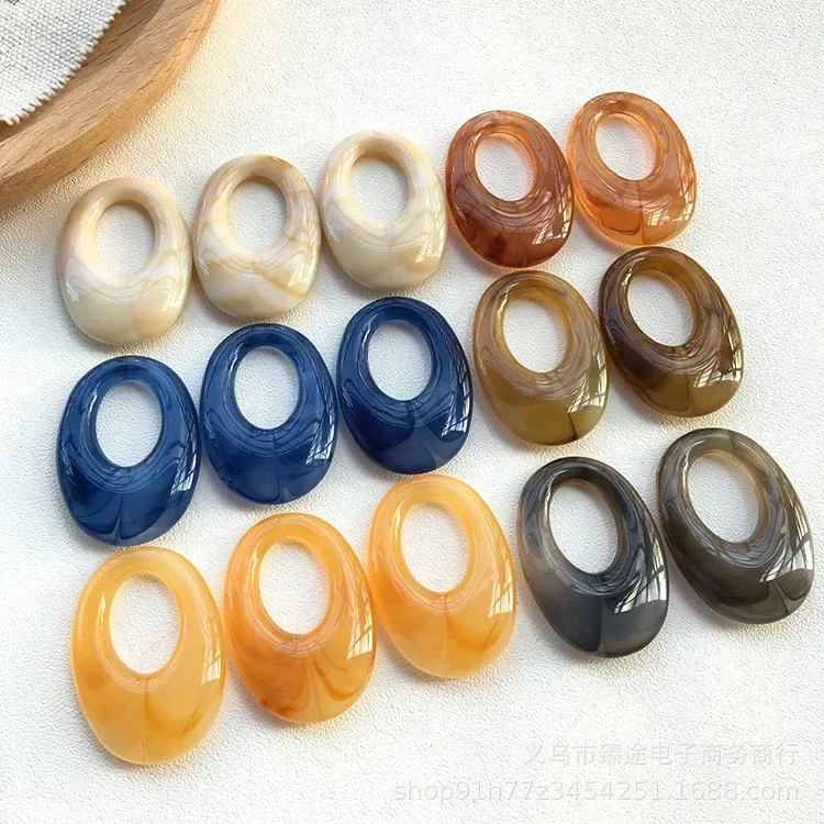 5pcs geometric oval ink hollow-out ring oval frame resin accessories diy hand earrings jewelry wholesale