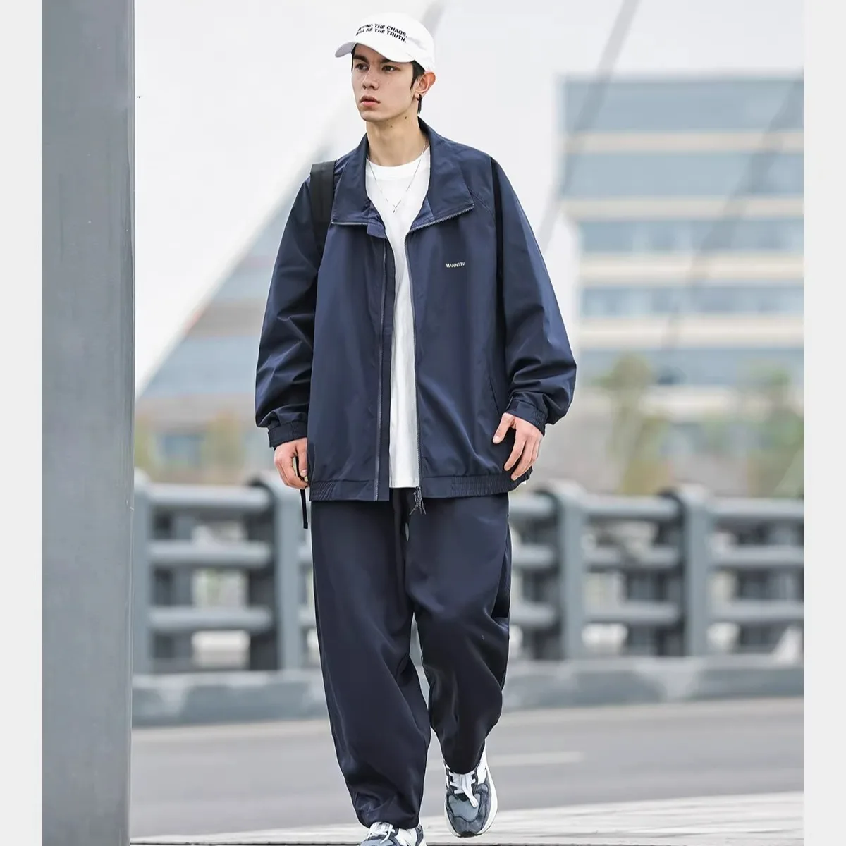 

Casual Loose Fit Men's Jaet Spring Autumn Stand Collar Embroidery Color Spor Youthful Sli Outerwear