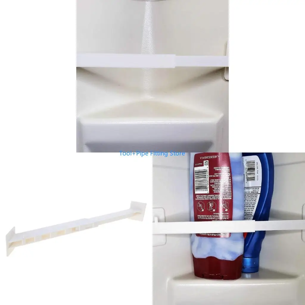 F92B Bathroom Corner Storage Bar on Shower Shelf Holder Expandable RVs Shower Organizers Rack Corner Wall Shelve Fence
