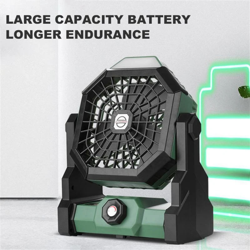 Camping Fan With LED Light, 7800Mah Portable Rechargeable Battery Operated Outdoor Tent Fan With LED Night Light