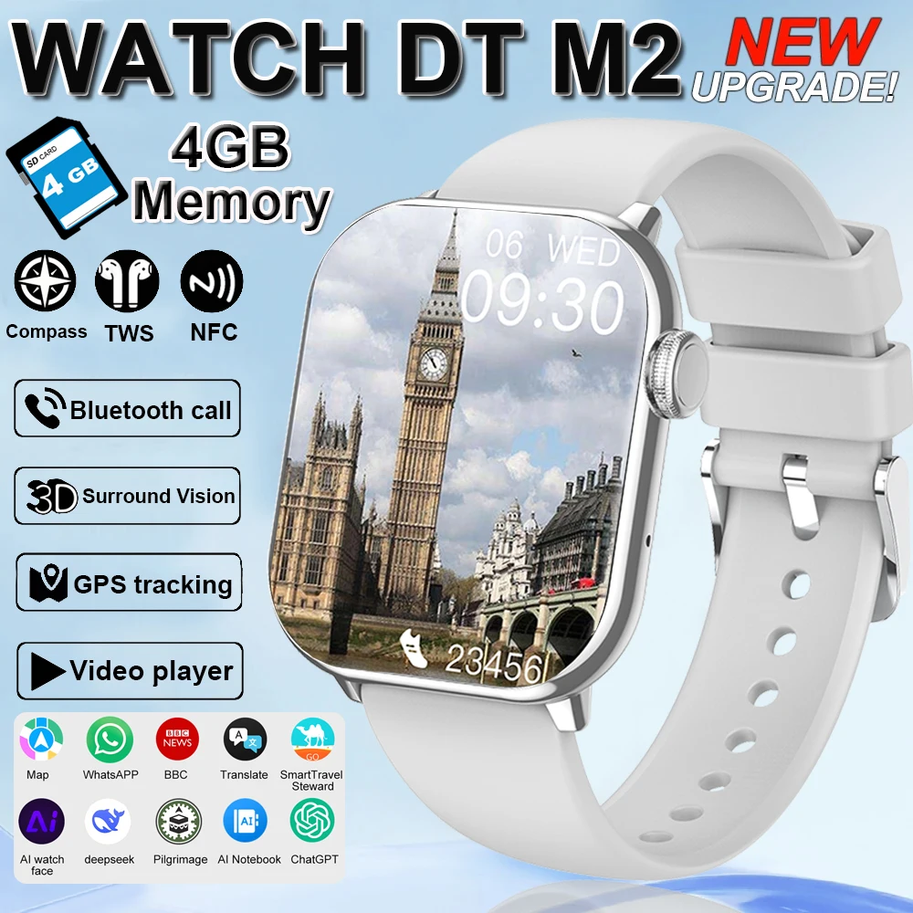 

New 4GB Memory Smartwatch Amoled Screen MP3 MP4 Player Bluetooth Network Sharing APP Store ChatGPT Smart AI Watch Men Sportwatch