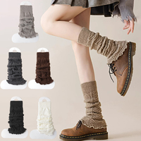 Autumn Winter Women's Leg Warmers Solid Color Lolita Wool Knitted Long Socks Foot Cover Arm Warmer Crochet Heap Sock Boot Cuffs