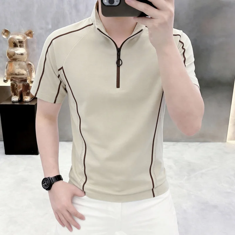 Summer New Style Men's Short-Sleeved Polo Shirt with Mesh Ventilation- Cool and Comfortable Youth