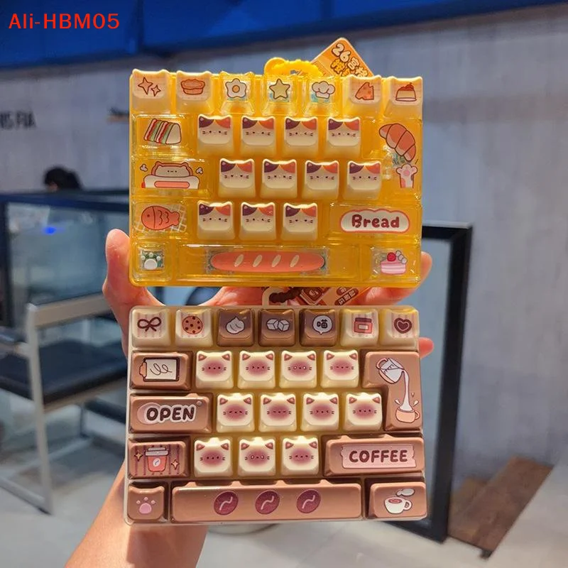 (HB05)26-key Cat Pudding Decompression Color Keyboard Cartoon Clicker Backpack Pendant Mobile Phone Key Chain Home Decoration
