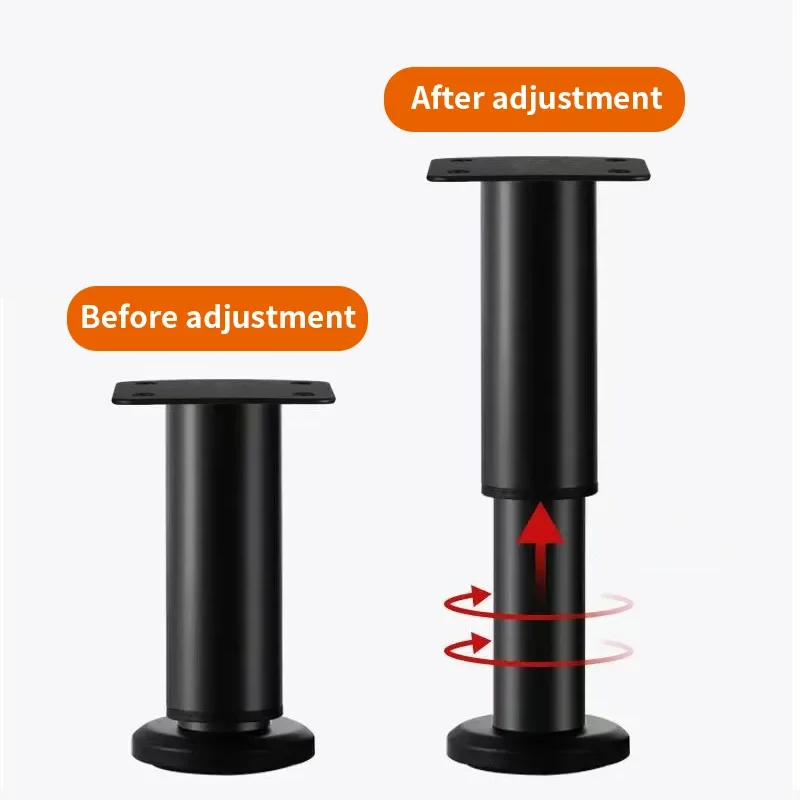 4 قطع من أرجل دعم الأثاث ذات ارتفاع قابل للتعديل، وأرجل طاولة تلسكوبية سوداء، تستخدم للطاولات، وإطارات السرير، وخزائن التلفزيون، والأرائك #3