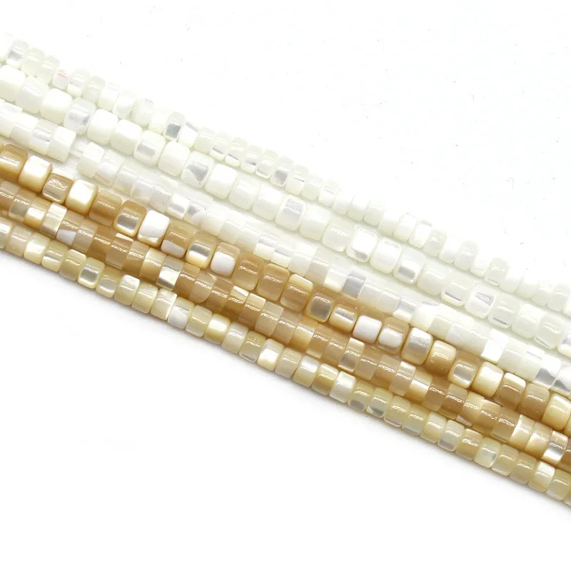 2x6mm Natural Freshwater Shell Bead Tube Rondelle Spacer Beads Natural Mother of Pearl Shell Loose Beads for Jewelry Making15''