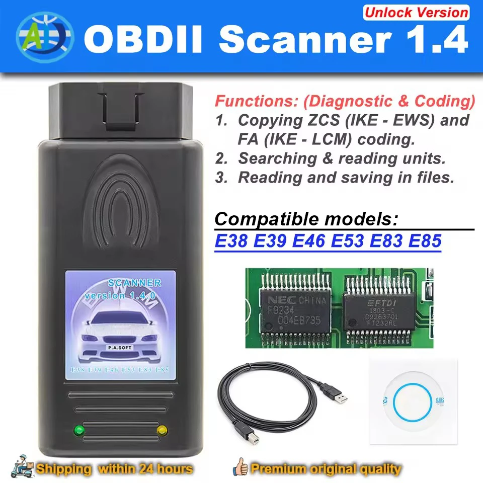 OBDII Scanner For E38 E39 E46 E53 E83 E85 Series 3/5/7/X5/X7 Version 1.4.0 Unlocked Code Reader OBDII Auto Diagnostic Tool