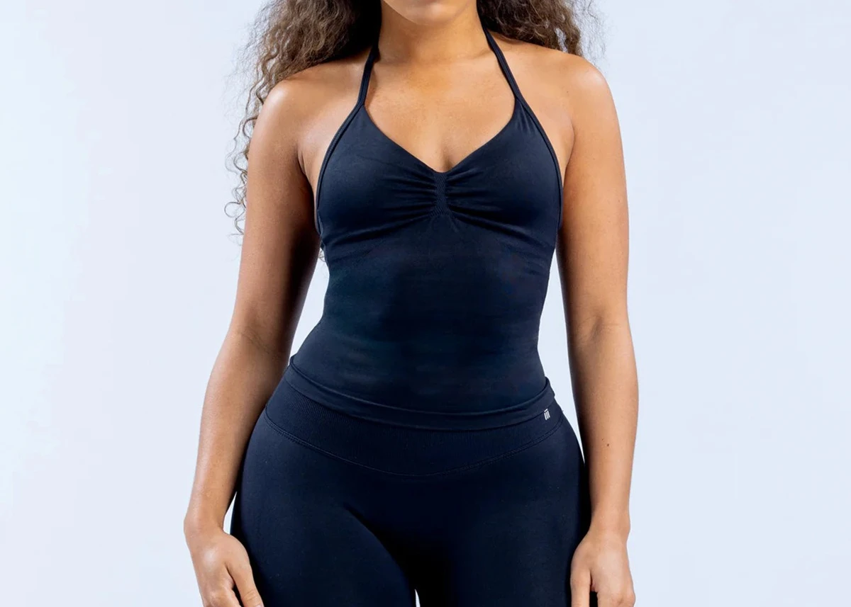 

Longline Strappy Top for Women Halterneck Yoga Top Shirts Seamless Workout Gym Top Fitness Sweatshirts Gym Clothing