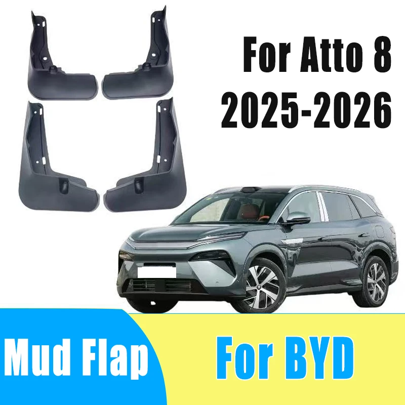 

4pcs Automobiles Tire Mudguard Waterproof Prevent Mud Splashing Car Mud Flap Fender Trim Accessories For BYD Atto 8 2025-2026