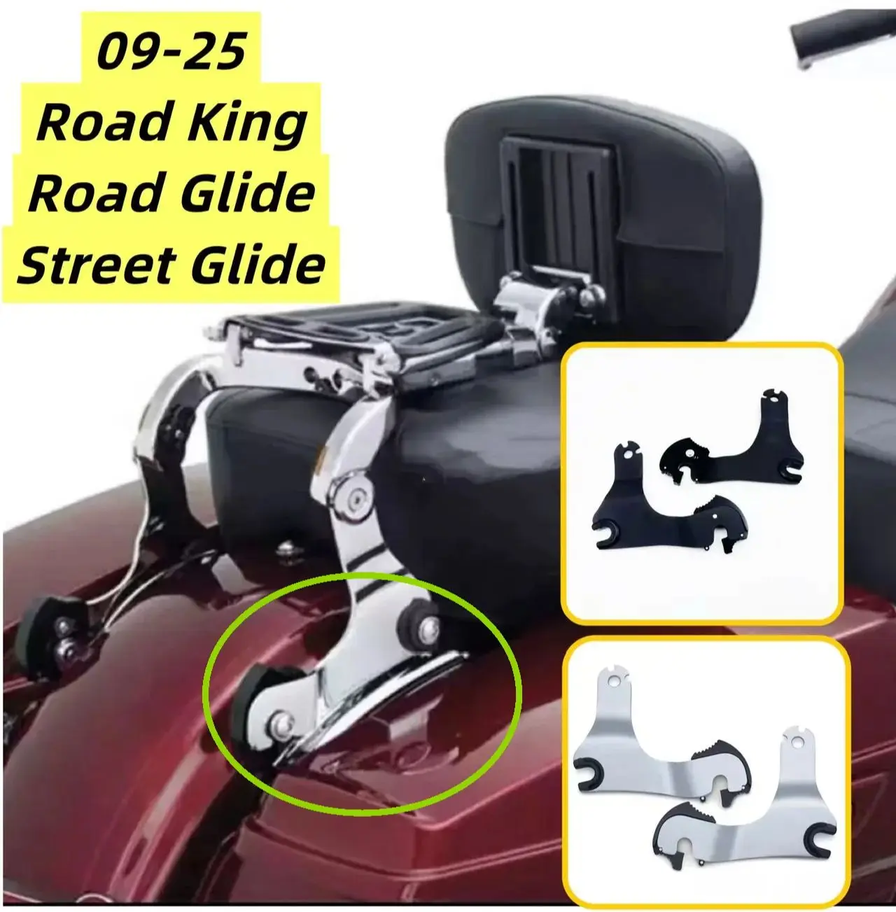 

Motorcycle Detachable Quick Release Mount Backrest Latch Latches Clips Kit For Harley Road King Road Glide Street Glide 09-25