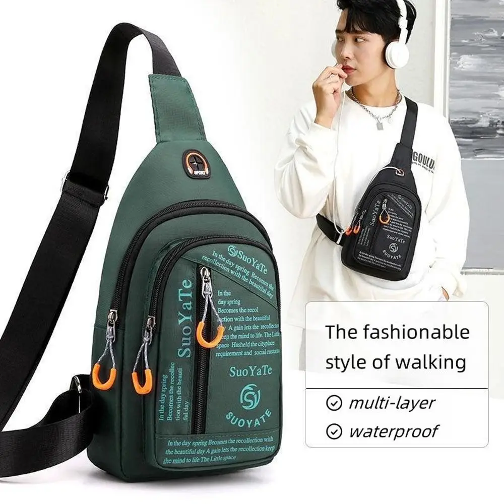 1Pcs New Nylon Men Chest Bag Black Blue Green Large Capacity Crossbody Bag Sports Multifunctional Waist Bag Mobile Phone