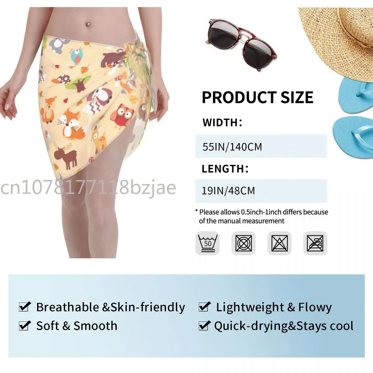 Sexy Frauen Chiffon Bade bekleidung Pareo Waschbär Fuchs vertuschen Wickel Sarong Röcke Cartoon niedlichen neuen Strand tragen Badeanzüge Bikini Vertuschungen