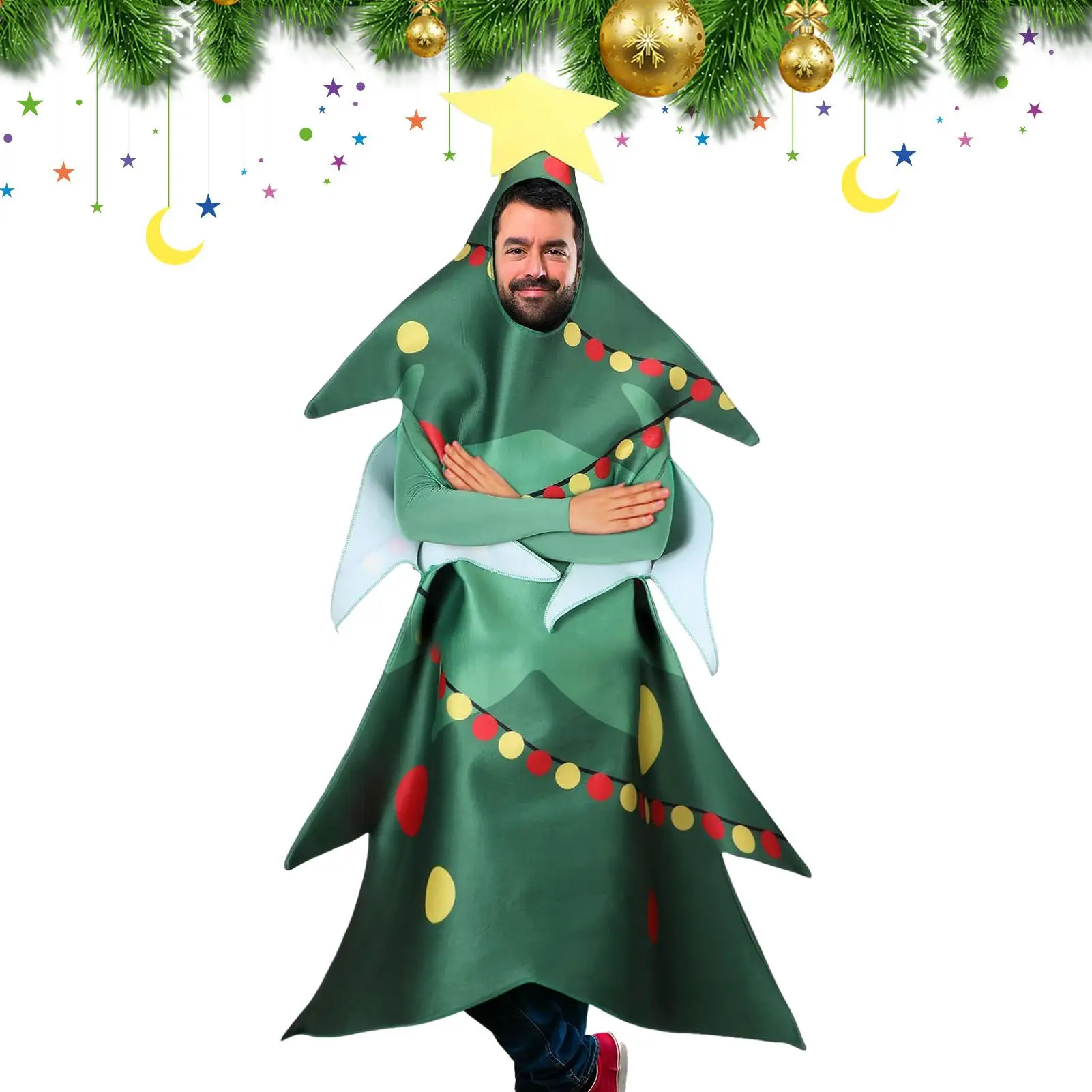 

Christmas Tree Costume Clothing Attention-Grabbing Gag Joke Christmas Tree Cosplay Clothing For Adults For Stage Birthday
