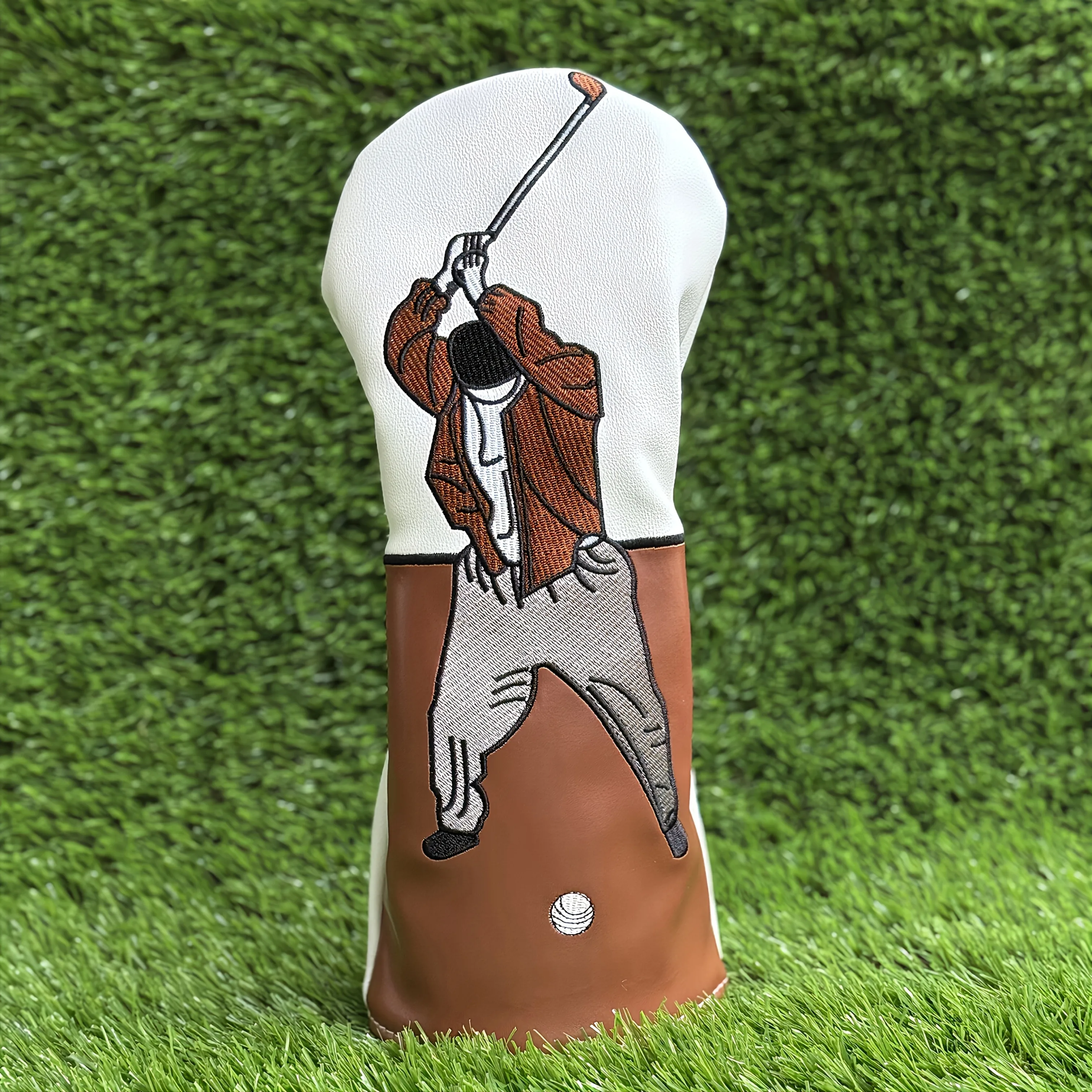 1pc capa de cabeça de golfe de alta qualidade com bordado requintado-forro de pelúcia ultra-macio, capa protetora durável do plutônio-branco, ideal