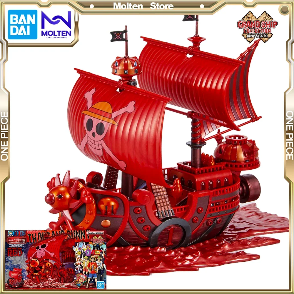 Bandai One Piece Grand Ship Collection One Piece Film Red Luffy Thousand Sunny Pirate Ship Anime Action Figure Model Kit Assembl