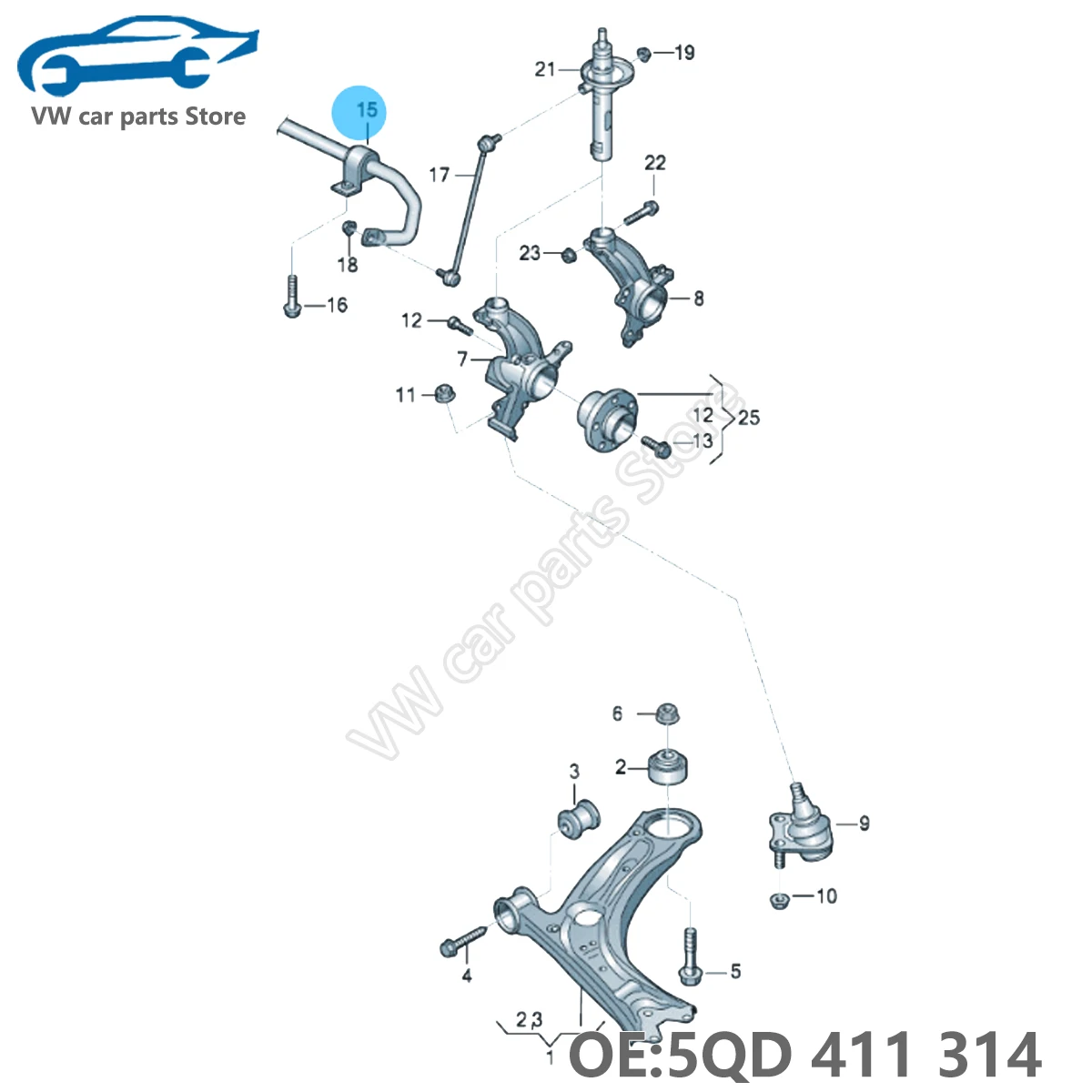 Apply to Golf 7 Mk7 Passat b8l Tiguan MK2 Octavia Superb Touran L Stabilizer bar rubber sleeve Open rubber sleeve 5QD 411 314