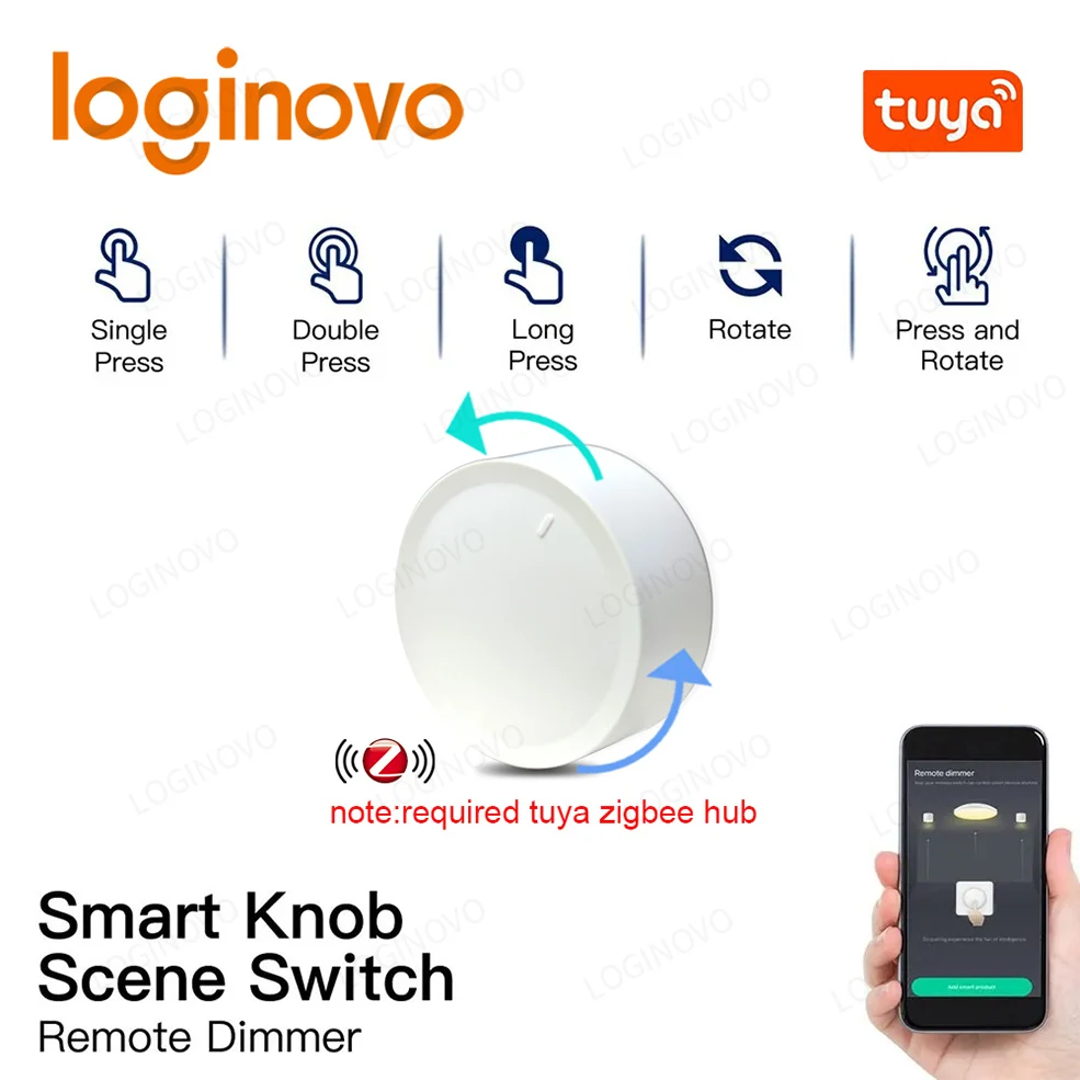 Tuya ZigBee Smart Knob Switch Wireless Scene Switch Button Controller Battery Powered Automation Scenario Smart Life App