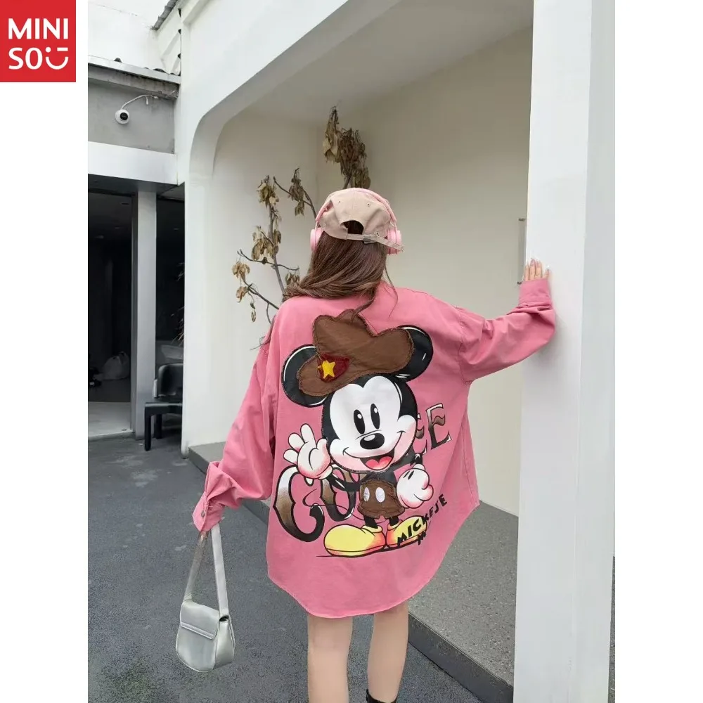 

Disney 2025 Autumn New Retro Cartoon Mickey Tide Brand Fashion Casual Denim Shirt Jacket