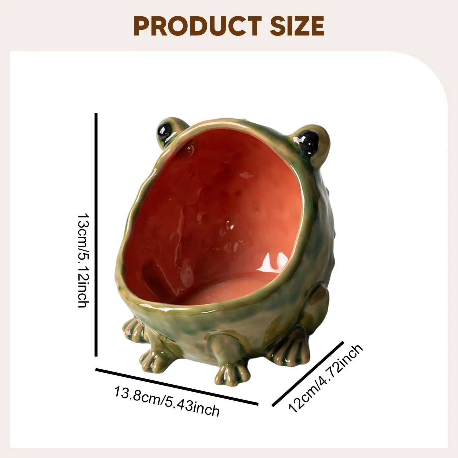 Big Mouth Frog Candy Dish Ceramic Key Bowl Animal Statue Tray Cute Container for Office Kitchen Counter
