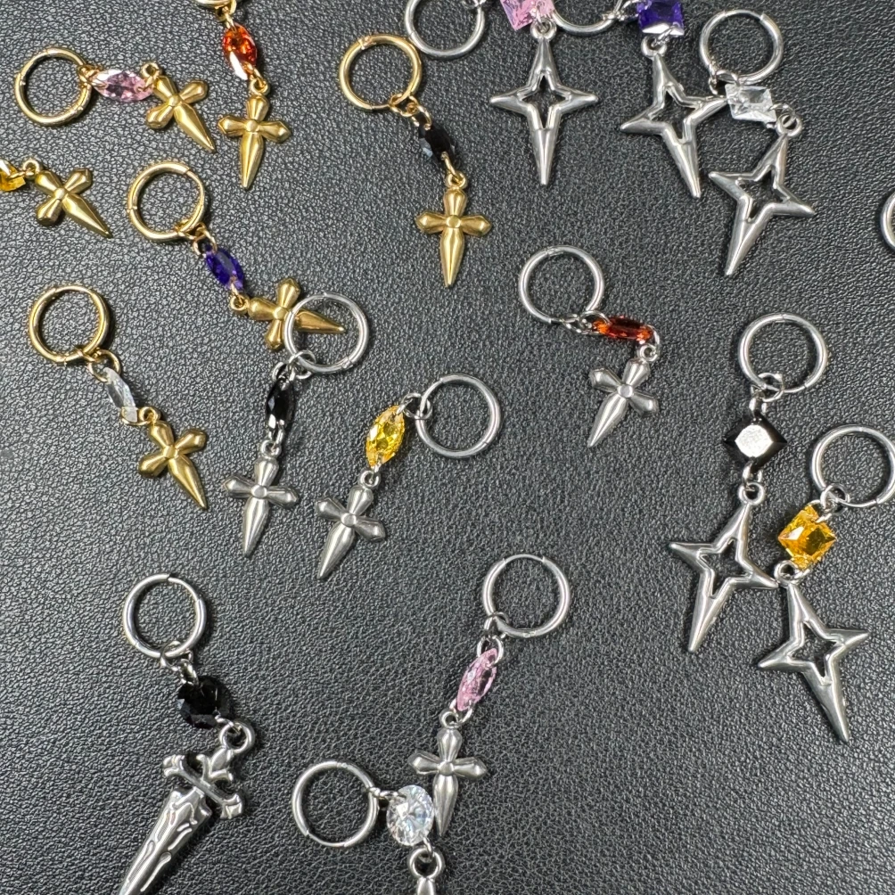  Y2k Gothic Drop Earrings Men Women Hip Hop Punk Fashion Zircon Earrings Party Titanium Steel Jewelry Accessories Jewelry