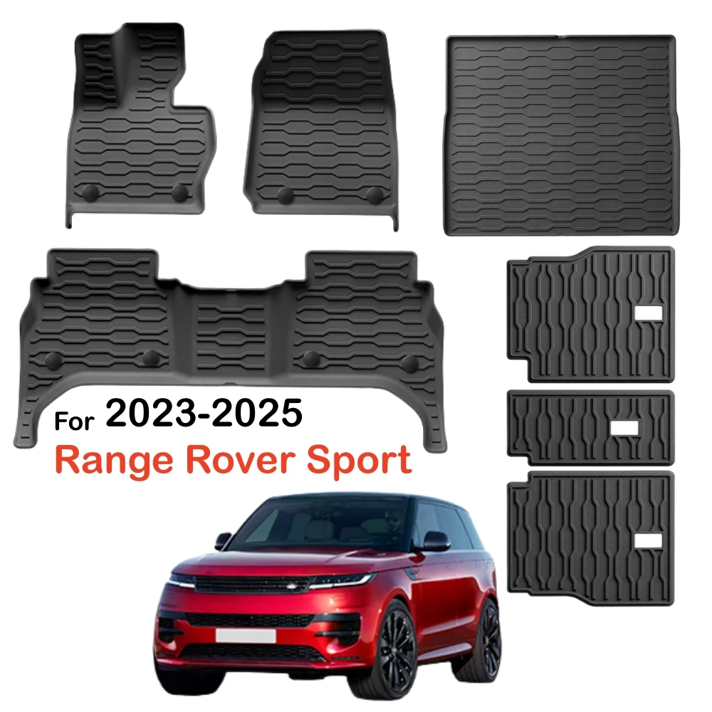 Für Range Rover Sport 2023 2024 2025 TPE-Fußmatten Allwetterschutz Kofferraummatte Wasserdichte Kofferraumauskleidung Rückenlehnenpolster-Set LHD – Detail 1