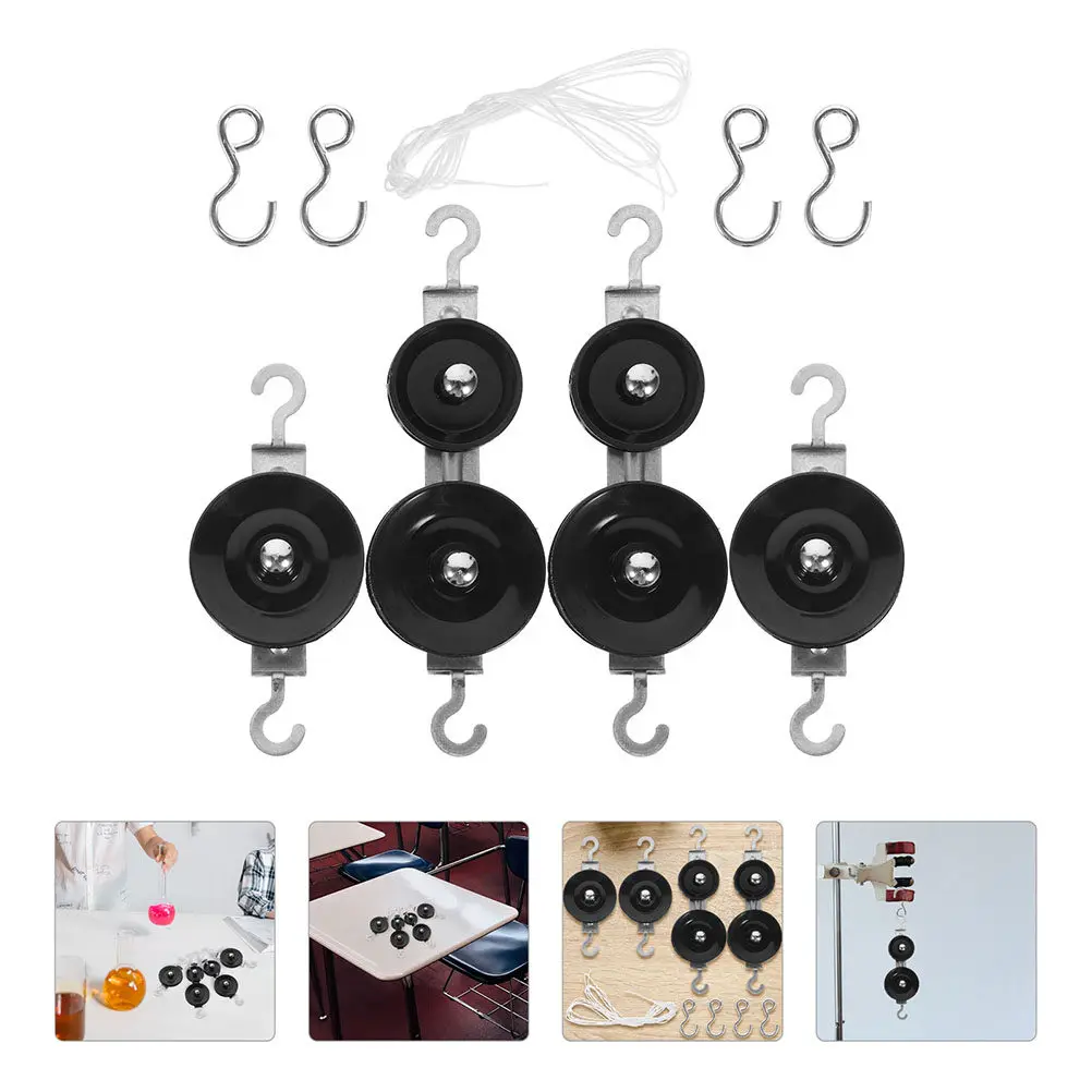 

2Sets Metal Pulley Set Physics Teaching Aid Middle School Mechanics Experiment Laboratory Equipment Sliding Weight Pulley System