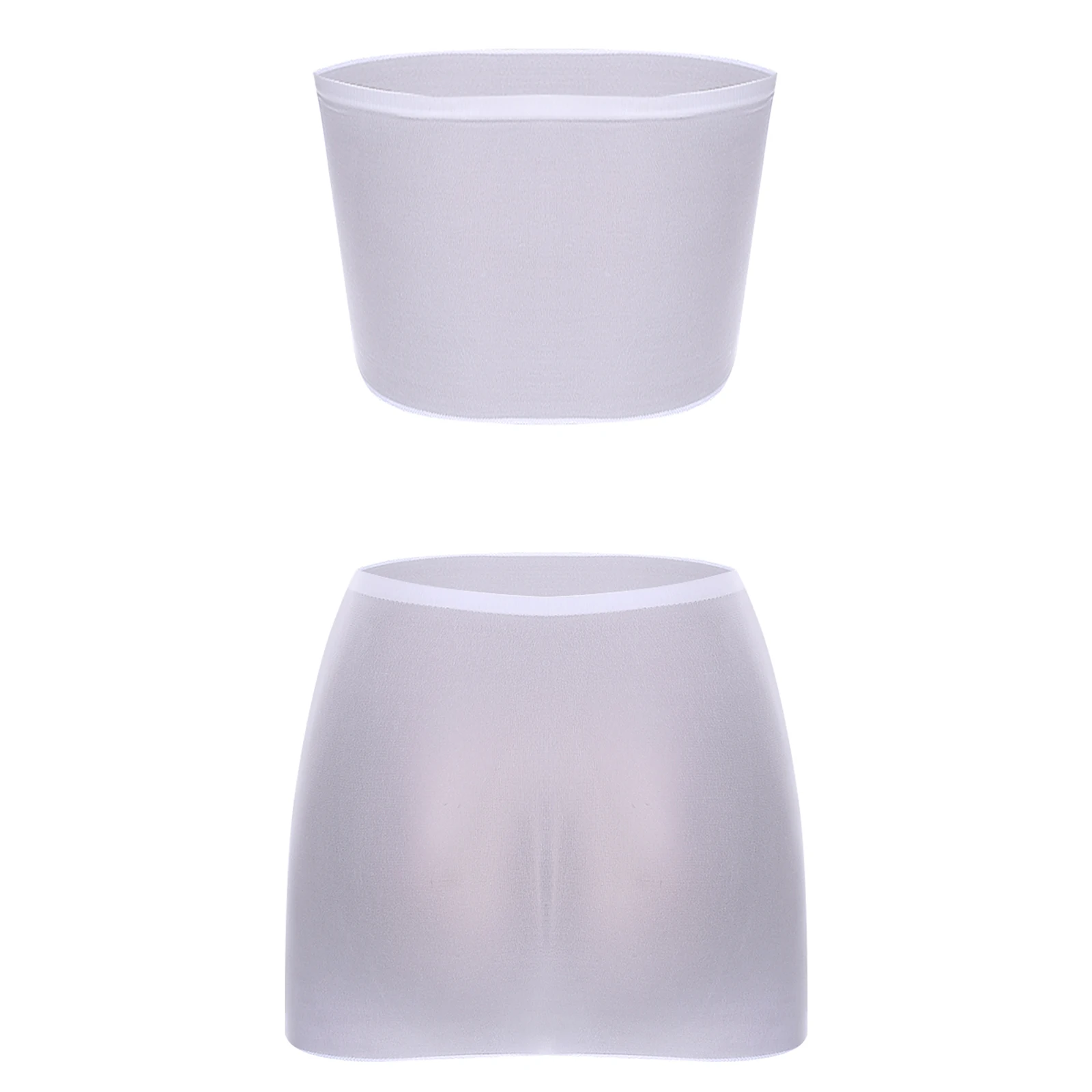 Conjunto de lingerie transparente feminino expressão dos desenhos animados impressão nightwear bandeau sem alças colheita superior e minissaia para namoro nightwear