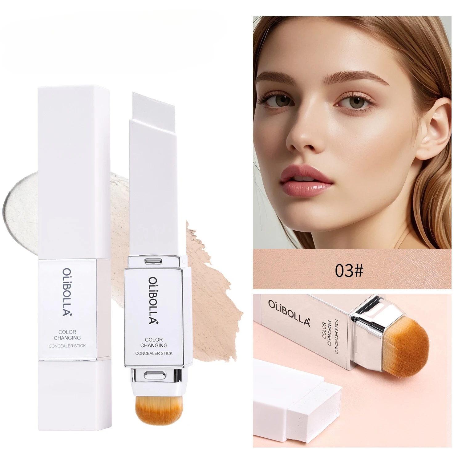 

Warm color-changing foundation stick brighten skin tone easy to apply makeup waterproof long-lasting non-sticky foundation cream