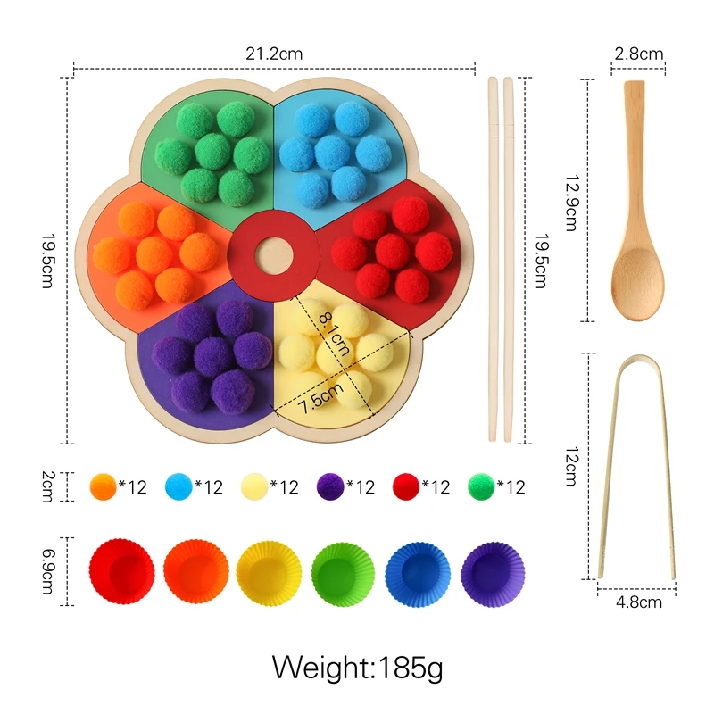 Planche à fleurs en bois Montessori pour enfants, planche arc-en-ciel, tri des couleurs, jouet sensoriel, motricité Fine, jouet éducatif pour enfants, cadeau