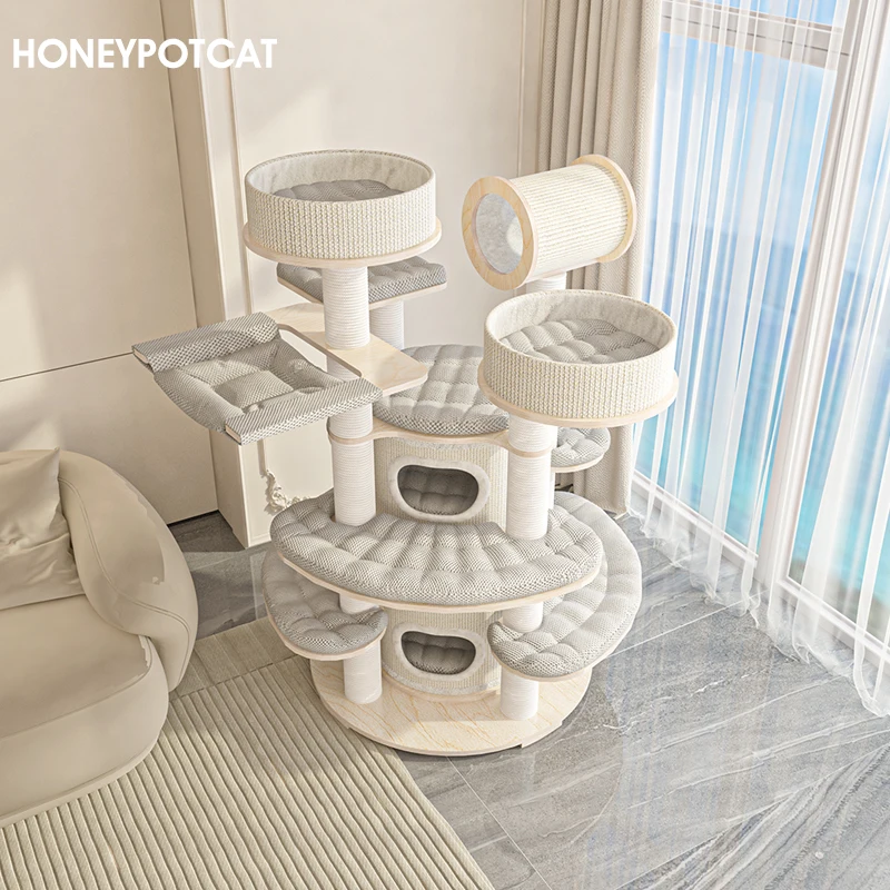 

Honeypot Cat Climbing Frame Nest Tree Integrated Super Large Solid Wood Multi-layer Warm Cat Castle Multi-cat Family