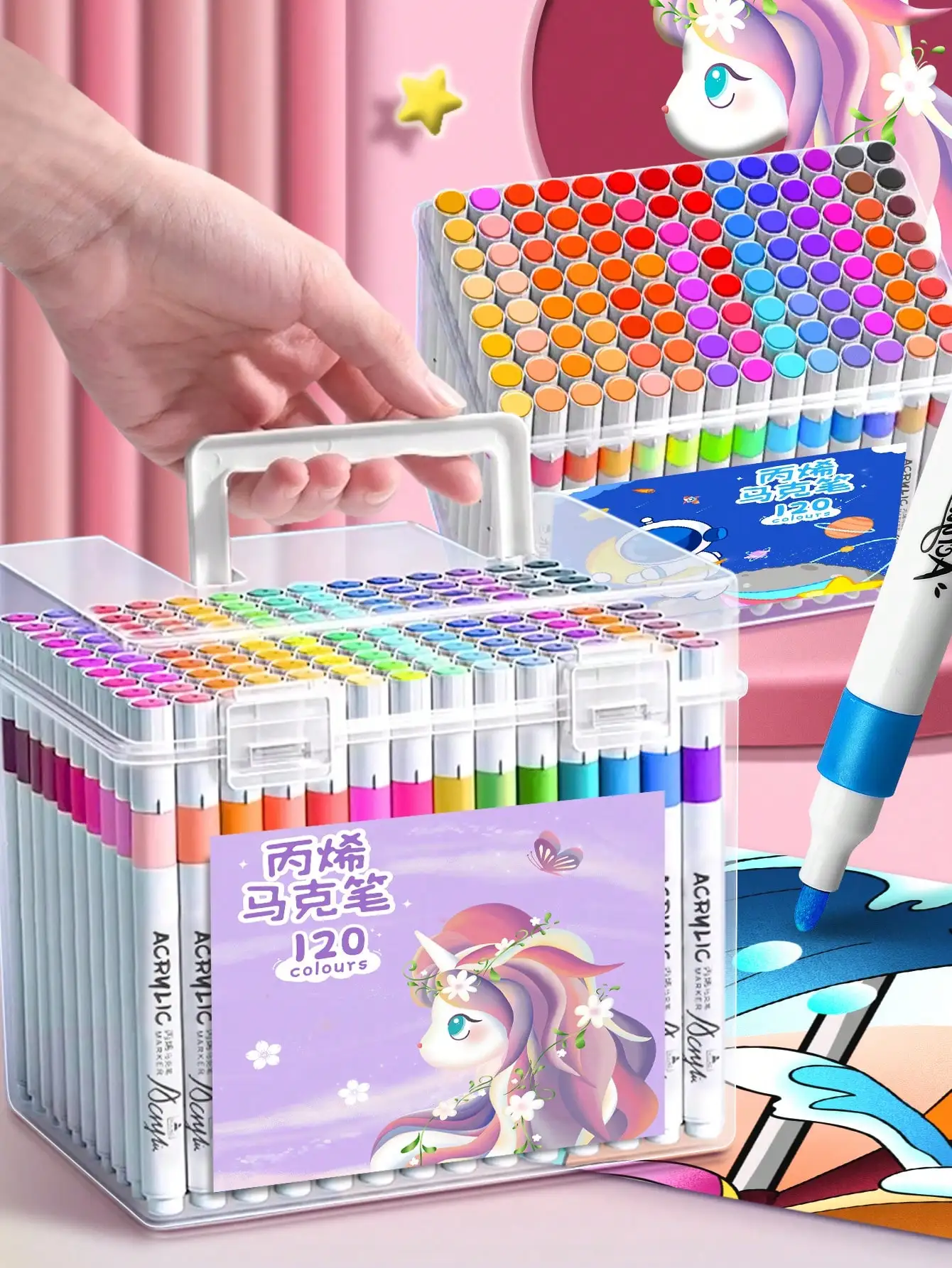 

12/24/36/48/60/80/120 Colors Acrylic Marker Pens, Suitable For DIY Art Painting, Art Creation, Quick Drying, Graffiti, School Us