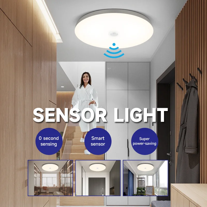 Motion Sensor Ceiling lamp Modern LED ceiling light fixture 20W/30W/40W 110V 220V led lights for Corridor Garage Stair Balcony