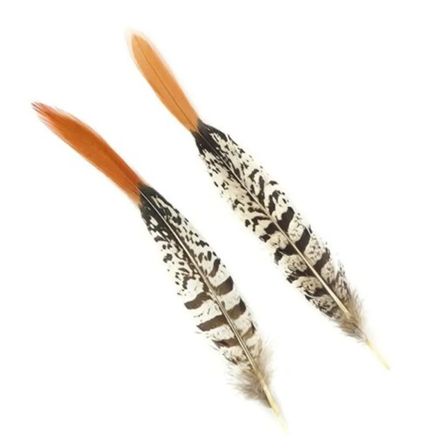 

100PCS Pretty 4-6 Inch 10-15CM Natural Copper Chicken Tail Feather Zebra Pheasant Feathers Collection Stage Performances Plumes