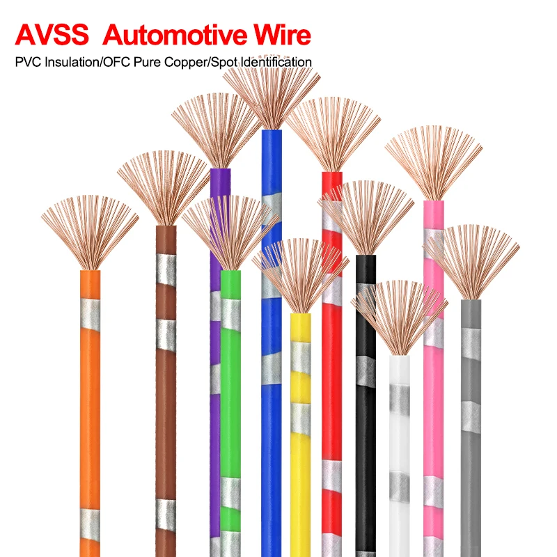 Cabos AVSS de 5m com Isolamento em PVC, Cobre Puro 22 20 18 16 15 14 13 AWG, Linha Eletrônica para Áudio de Carro e DIY