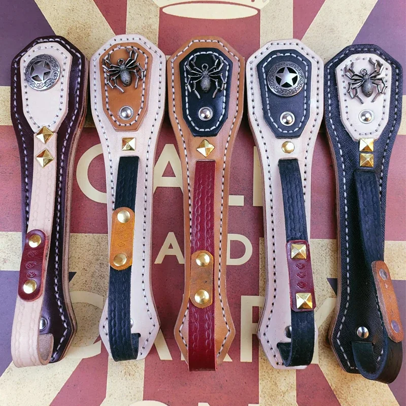 Outdoor Portable EDC Multifunctional Head Layer Cowhide Boston Leather Racket Built-in Lead Block Women's Self-defense Tool