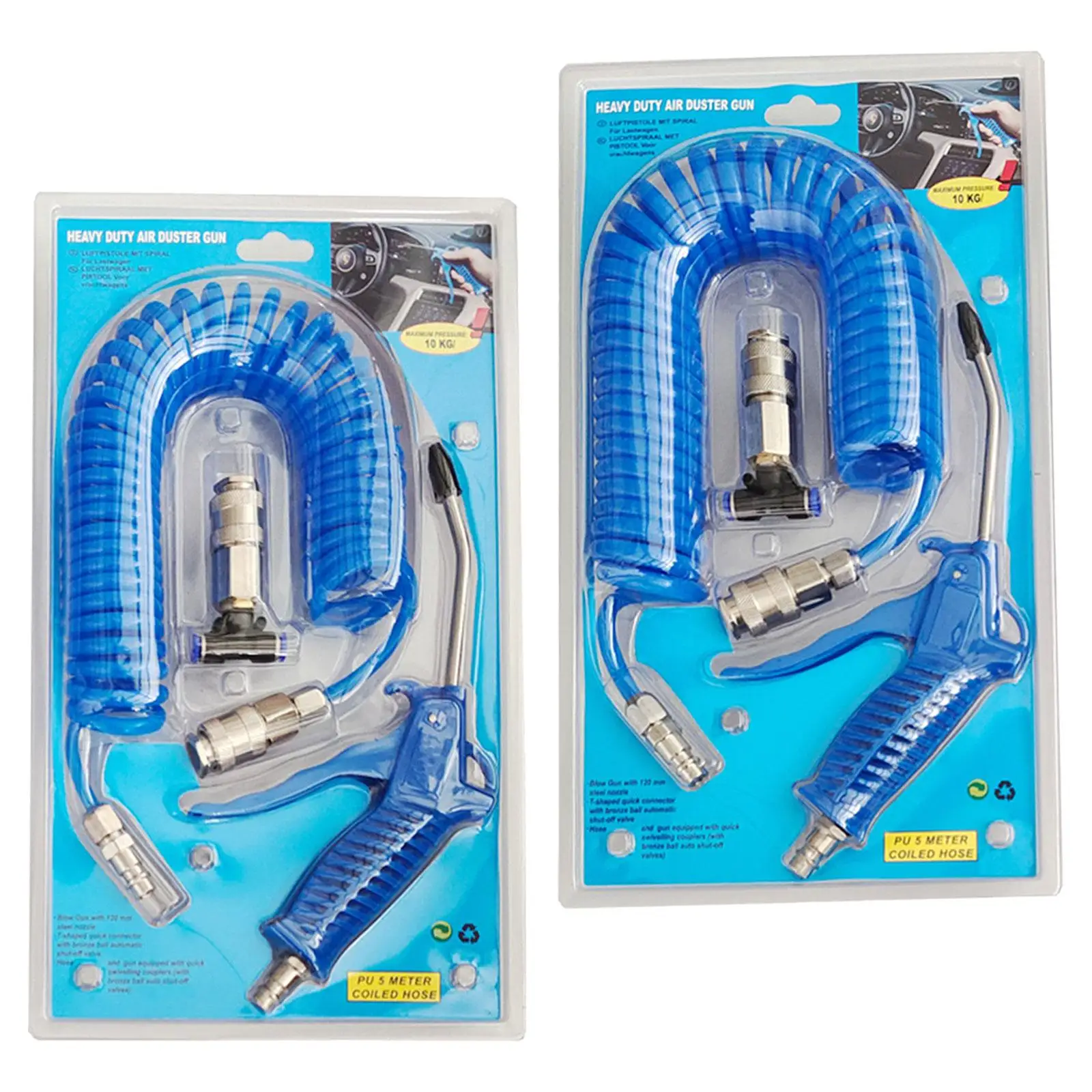 Air Blow Duster Set with 5M Long Coil Pu Hose Durable Air Seat Blow Set