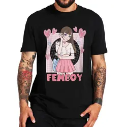 Men teeshirt tops Femboy Anime T Shirt Vintage Cute Manga Harajuku Short Sleeve Cotton Unisex Casual Men Women T-shirt EU Size