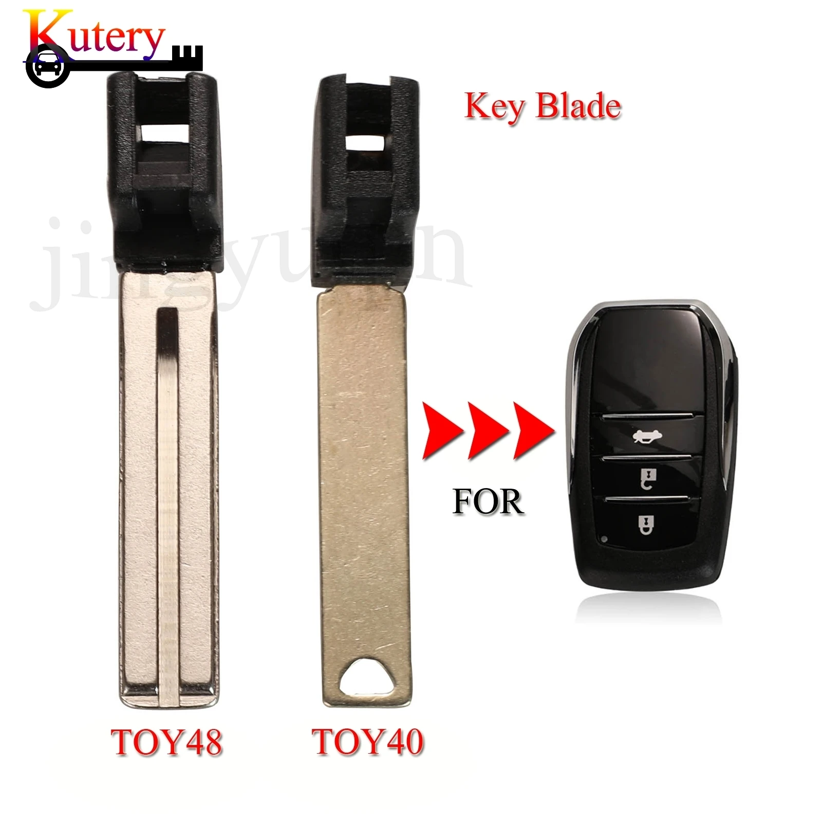 

jingyuqin 10pcs/Lot Smart Car Key Insert Blade For Toyota Highlander Land Cruiser RAV4 Replacement Uncut TOY40 TOY48 Blade Blank