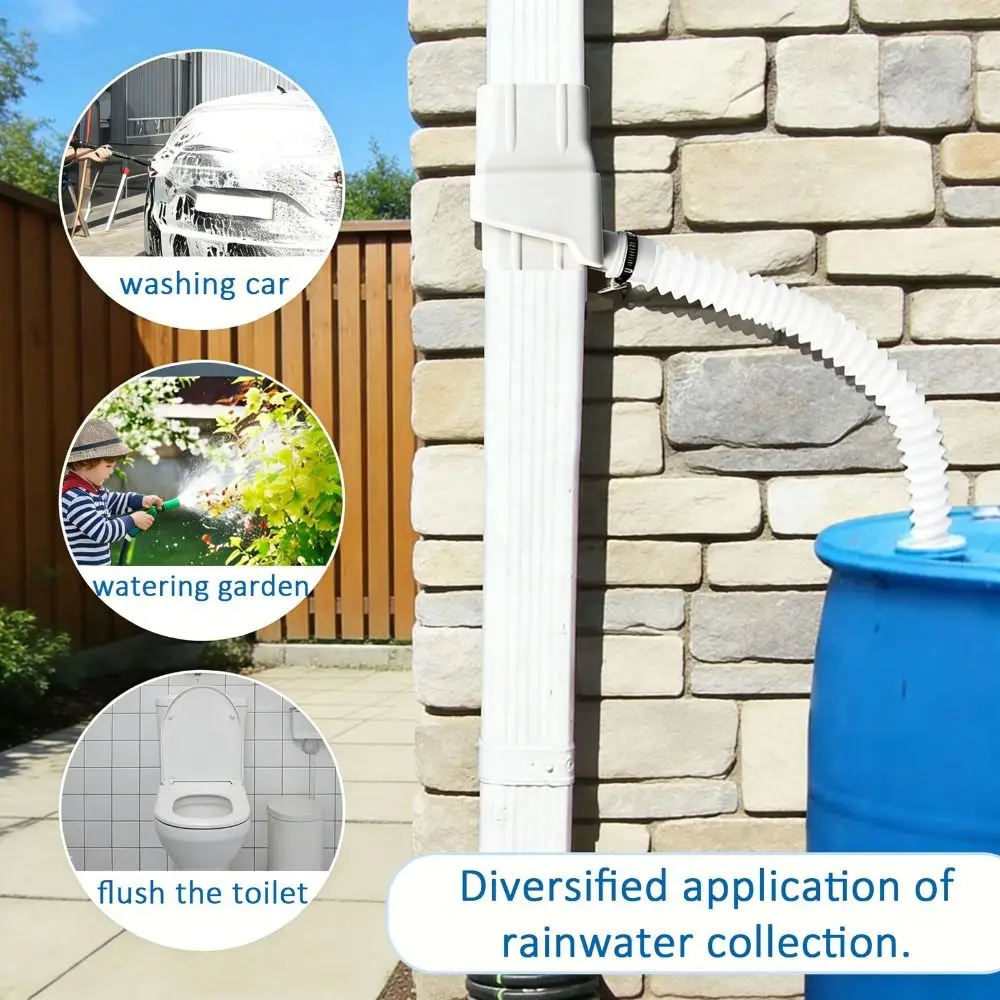 Easy Install Rainwater Collection System Two Water Outlets Adjustable Filtration Valve Downspout Diverter System 5FT Hose