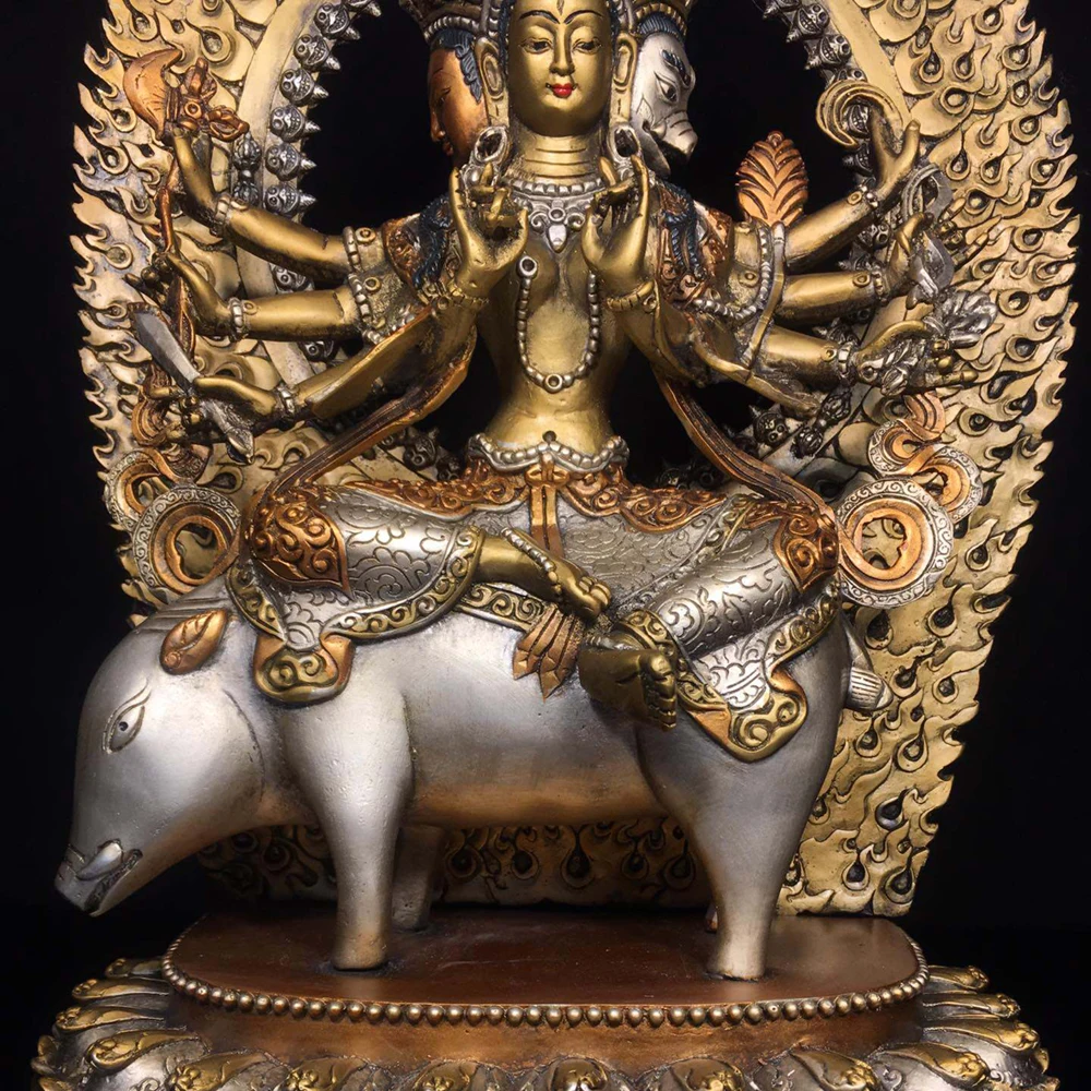 Marici Buddha Statue Exquisite Bronze Painted Unique Design Heavy Patina Fine Craftsmanship Home Decor Gift