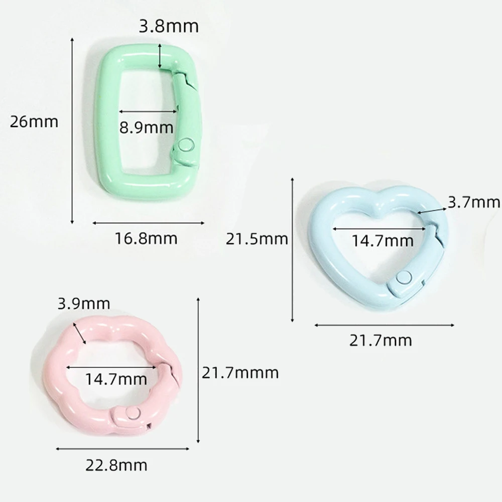 พวงกุญแจรูปหัวใจแมวน่ารัก 5 ชิ้น พร้อมคลิปหนีบแบบคาราไบเนอร์ สำหรับทำพวงกุญแจ DIY ห่วงคล้องกระเป๋า สายคล้องคอ งานฝีมือ DIY
