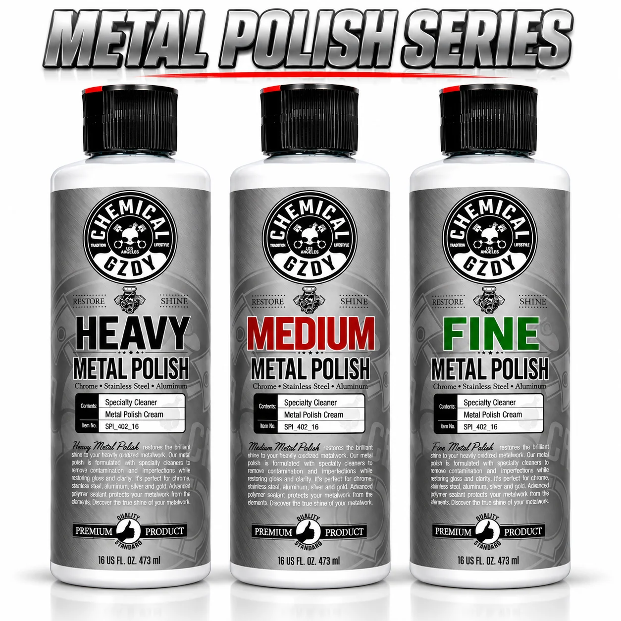 3PCS Metal Polish Set – 3-Step Cream, Remove Rust & Oxidation, Restore Shine for Chrome, Stainless Steel & Aluminum