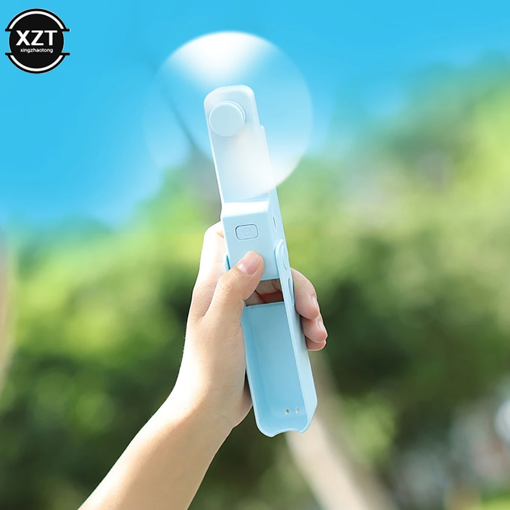 NEW Creative Portable USB Handheld Foldable Small Fan With TPE Soft Rubber Leaf Outside Mute Mini Fan 290° Adjustable
